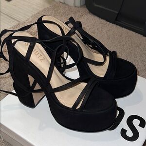 SCHUTZ Lynda Black Strappy Platform Sandals